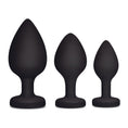 Load image into Gallery viewer, Gemsations 3Pc Silicone Ling Bling Heart Anal Training Kit Black