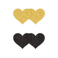 Load image into Gallery viewer, Pretty Pasties Glitter Hearts Black/Gold 2 Pair
