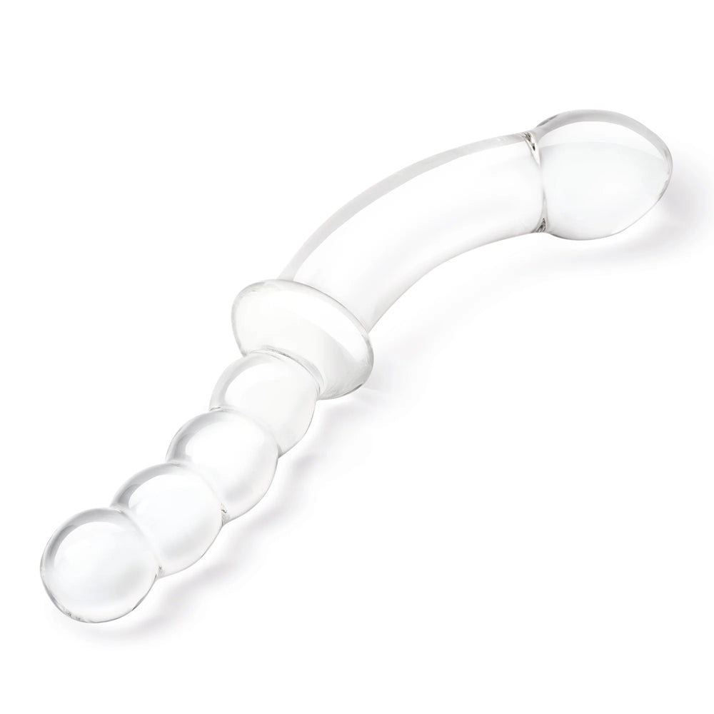 Glas 12.5&quot; Girthy Double Sided Dong With Anal Bead Grip Handle