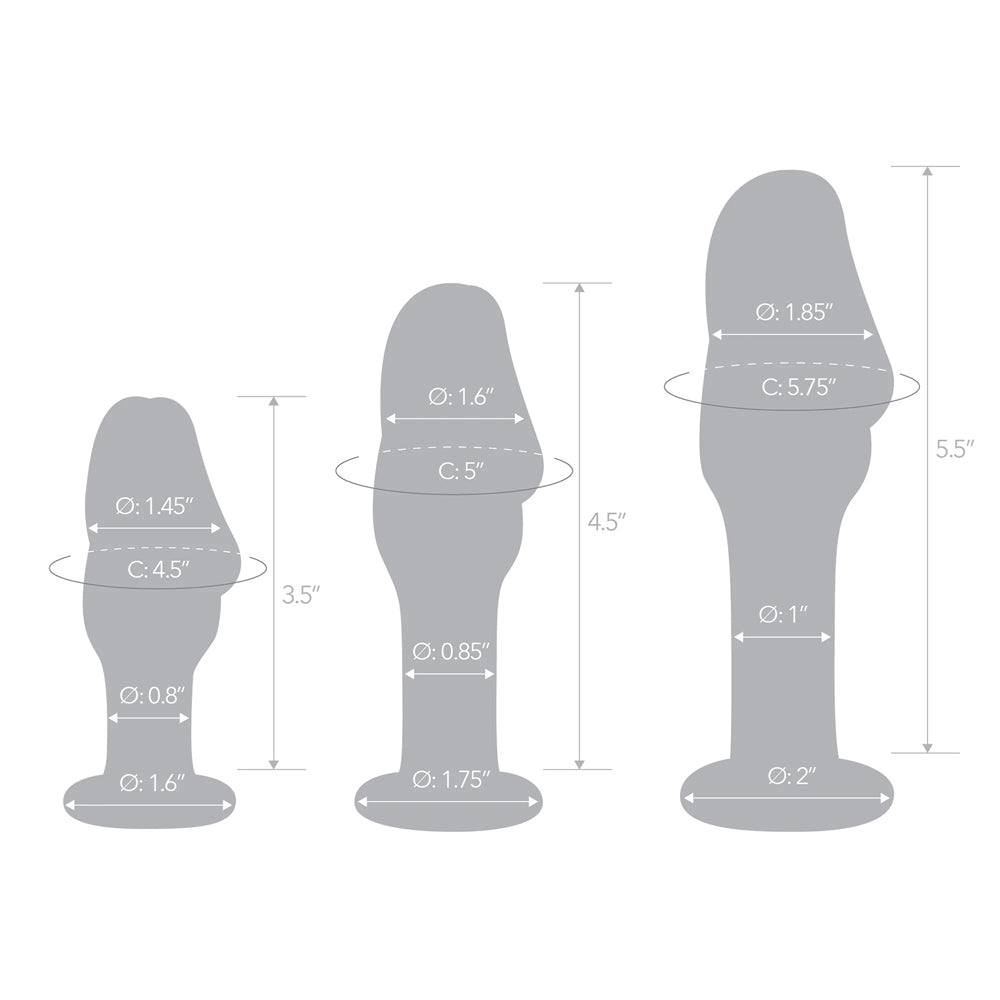 Glas 3pc Helmet Head 4&quot;&#44; 5&quot; & 6&quot; Glass Anal Training Kit