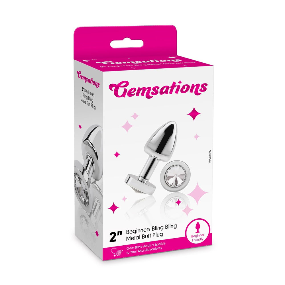 Gemsations 2&quot; Beginners Bling Bling Metal Butt Plug Silver