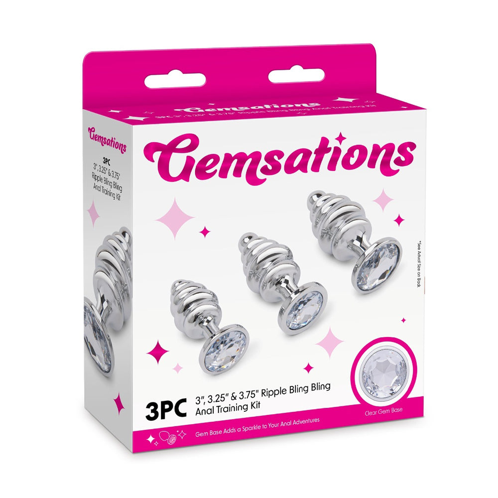 Gemsations 3Pc Ripple Bling Bling Anal Training Kit Silver