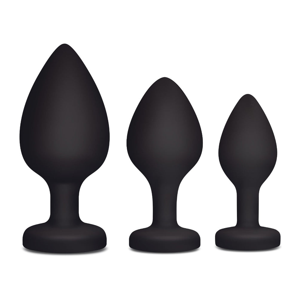 Gemsations 3Pc Silicone Ling Bling Heart Anal Training Kit Black