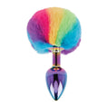 Load image into Gallery viewer, Gemsations 2.95" Metal Bunny Tail Butt Plug Rainbow
