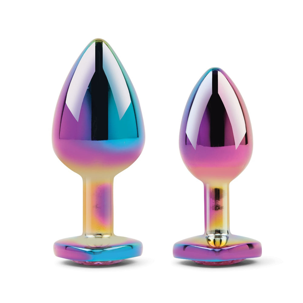 Gemsations 2Pc Rainbow Chrome Anal Training Set With Heart Base