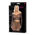 Load image into Gallery viewer, Electric Lingerie Long Sleeve Fishnet Crop Top & Mini Skirt Set O/S
