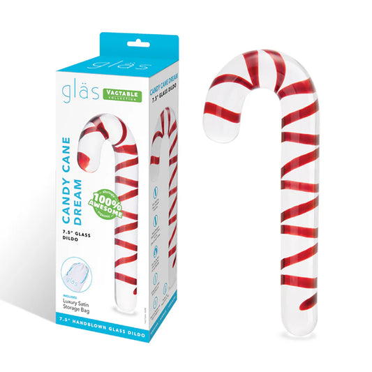 Glas Candy Cane Dream 7.5&quot; Glass Dildo