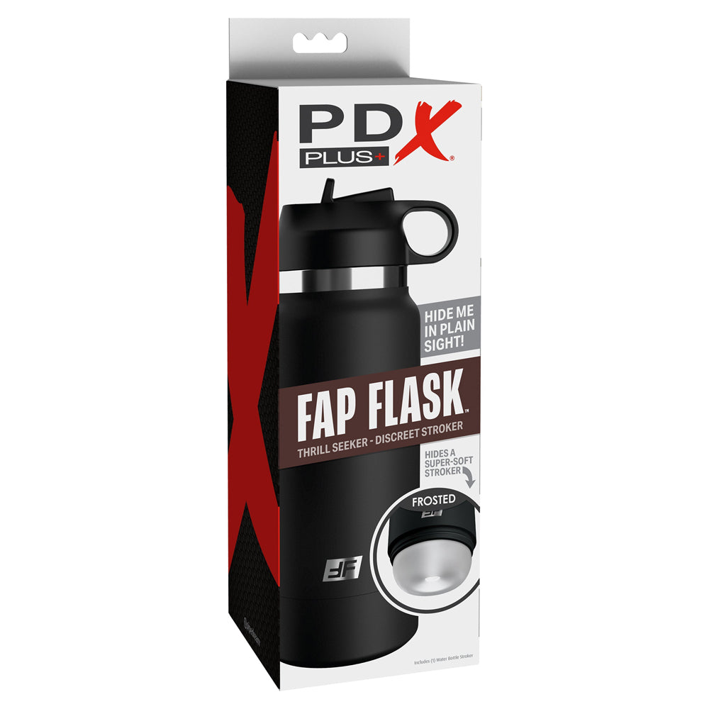 Pdx Plus Fap Flask Thrill Seeker Discreet Stroker Black Bottle Frosted