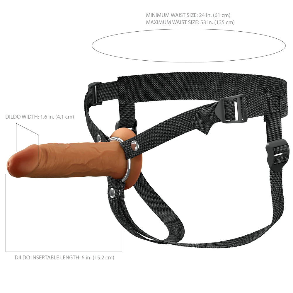 Fantasy X-Tensions Elite 6&quot; Silicone Hollow Strap-On Dual Density Brown