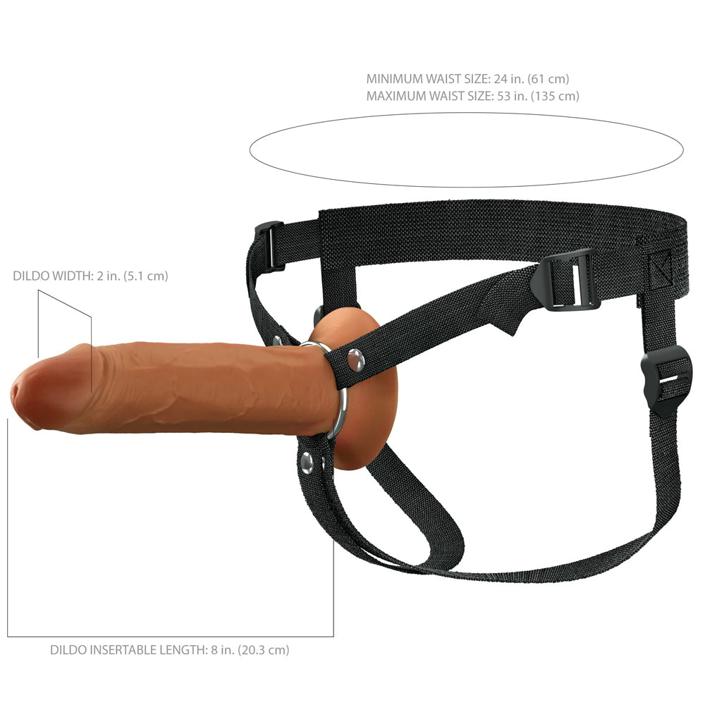 Fantasy X-Tensions Elite 8&quot; Silicone Hollow Strap-On Dual Density Brown