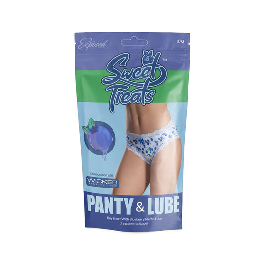 Sweet Treats Boy Short W/ Lube Blueberry S/M