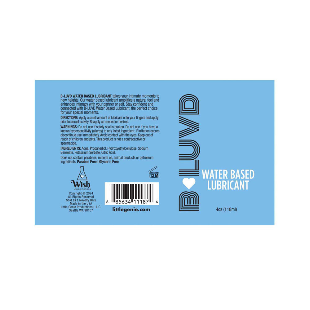 B-Luvd Water Based Lubricant 4 oz.