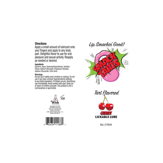 Smack Tarts Lickable Sour Cherry Lube 4 oz.