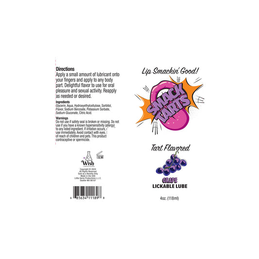 Smack Tarts Lickable Sour Grape Lube 4 oz.