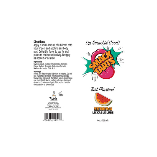 Smack Tarts Lickable Sour Watermelon Lube 4 oz.