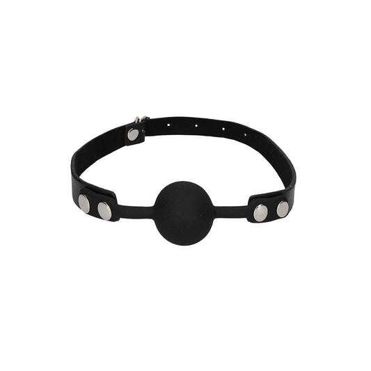 Ouch! Black & White Silicone Ball Gag With Adjustable Bonded Leather Straps