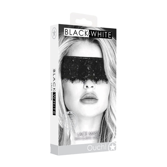 Ouch! Black & White Lace Mask With Elastic Straps