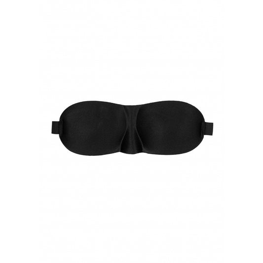 Ouch! Black & White Satin Curvy Eye Mask With Elastic Straps