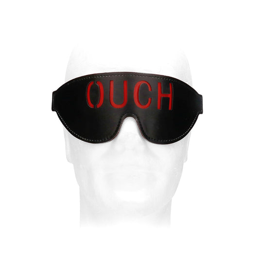 Ouch! Black & White Bonded Leather Eye Mask Ouch With Elastic Straps