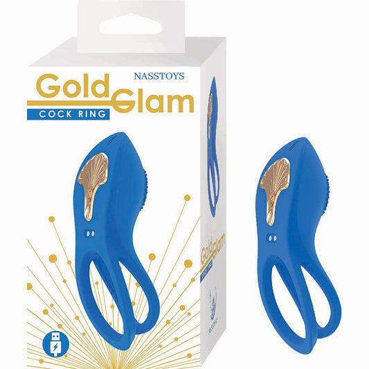 Gold Glam Cockring Blue