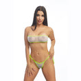 Load image into Gallery viewer, Femme X Bandeau Mesh Bikini Set White Lime Mesh O/S
