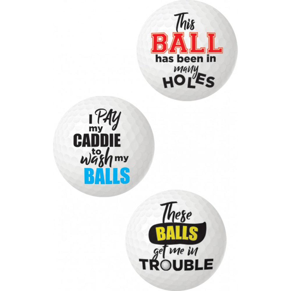 Balls Deep Funny Slogan Golf Balls Assorted 3Pk