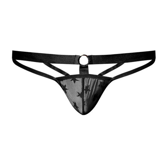 Love Star Thong W/ Ring Black L/XL