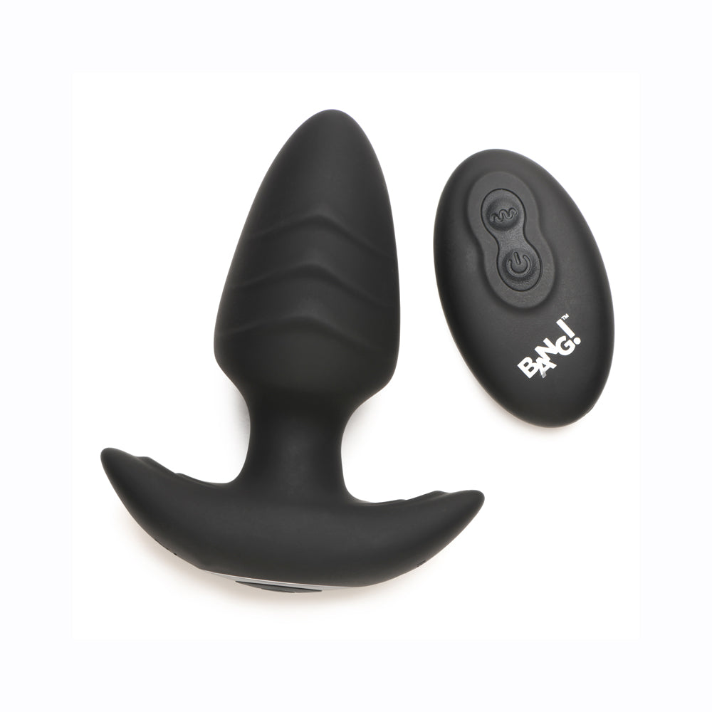 Bang! Rotating & Vibrating Silicone Butt Plug W/ Remote Black