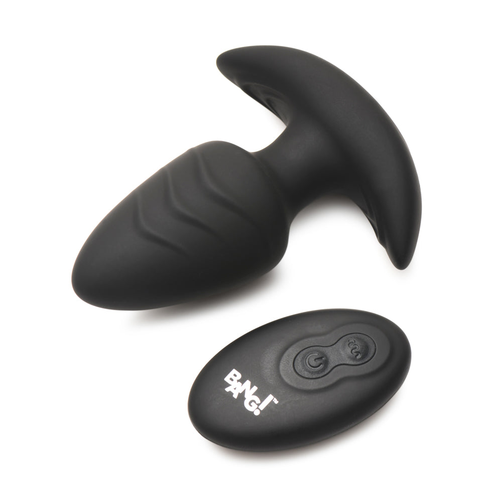 Bang! Rotating & Vibrating Silicone Butt Plug W/ Remote Black