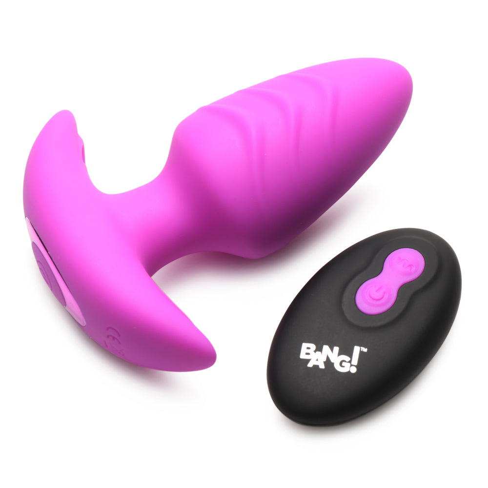 Bang! Rotating & Vibrating Silicone Butt Plug W/ Remote Purple