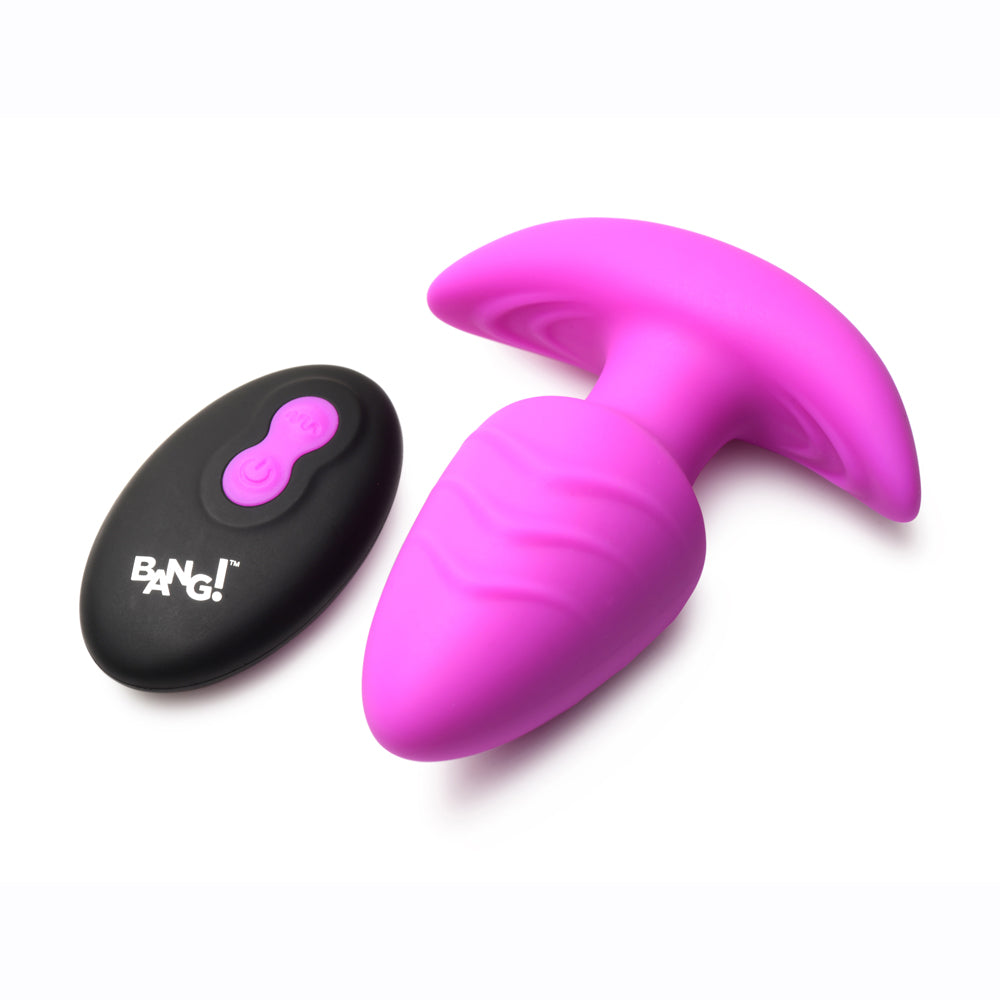 Bang! Rotating & Vibrating Silicone Butt Plug W/ Remote Purple