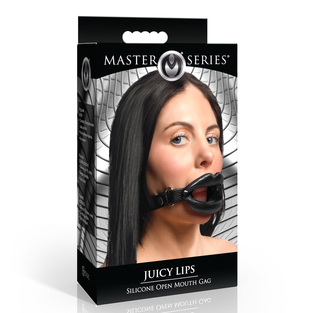 Master Series Juicy Lips Silicone Open Mouth Gag Black