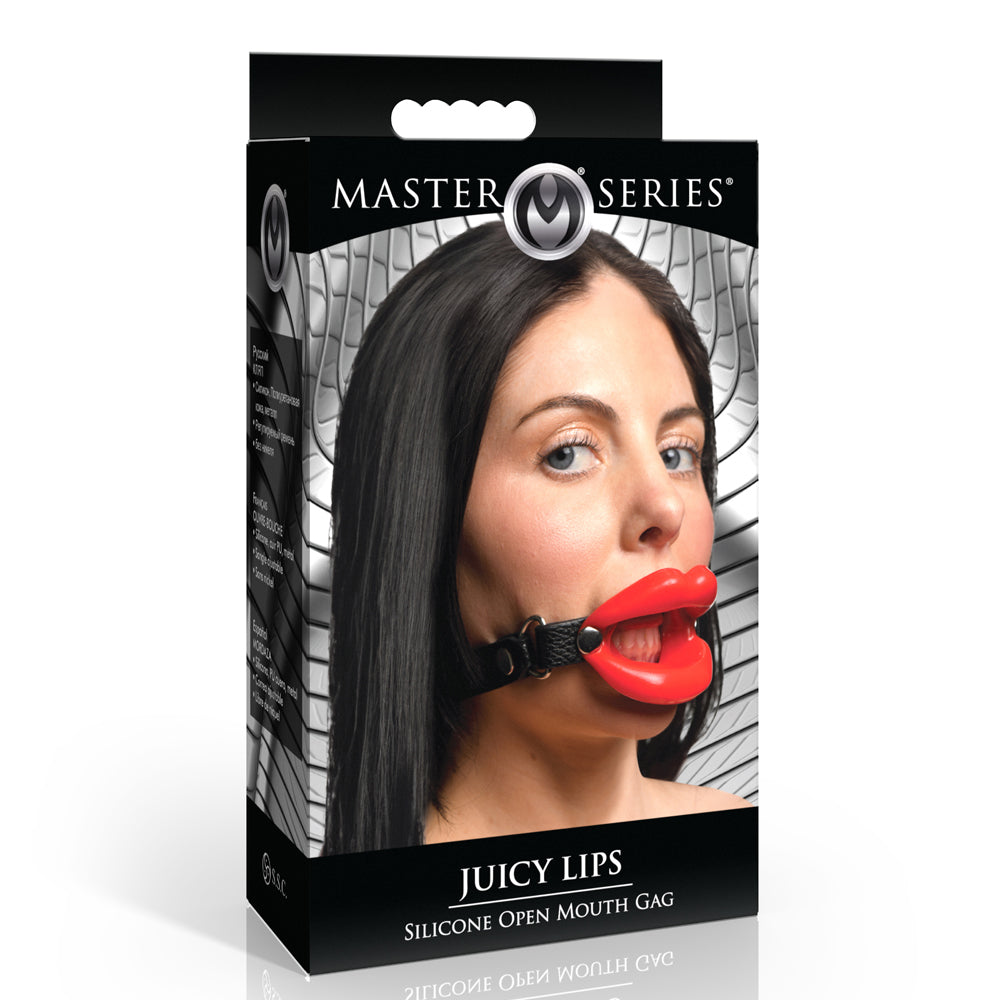 Master Series Juicy Lips Silicone Open Mouth Gag Red