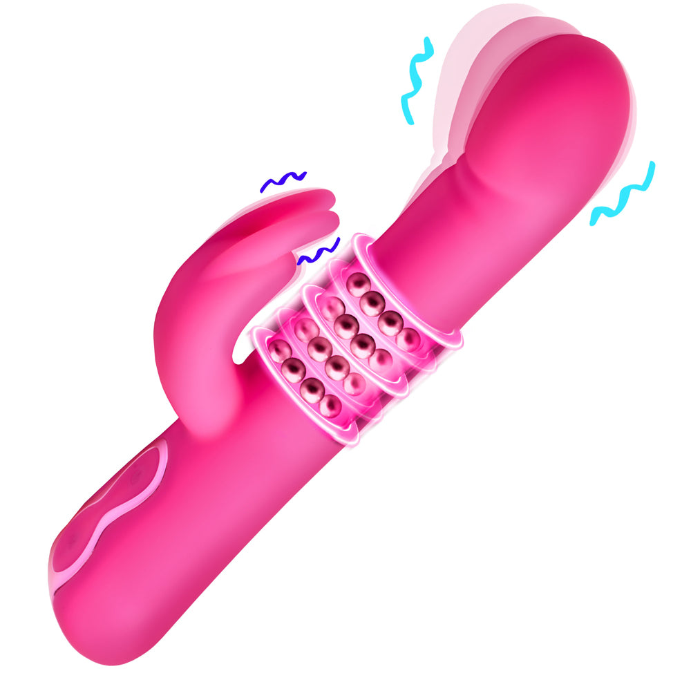 Bang! Come-Hither Beaded Silicone Rabbit Vibrator