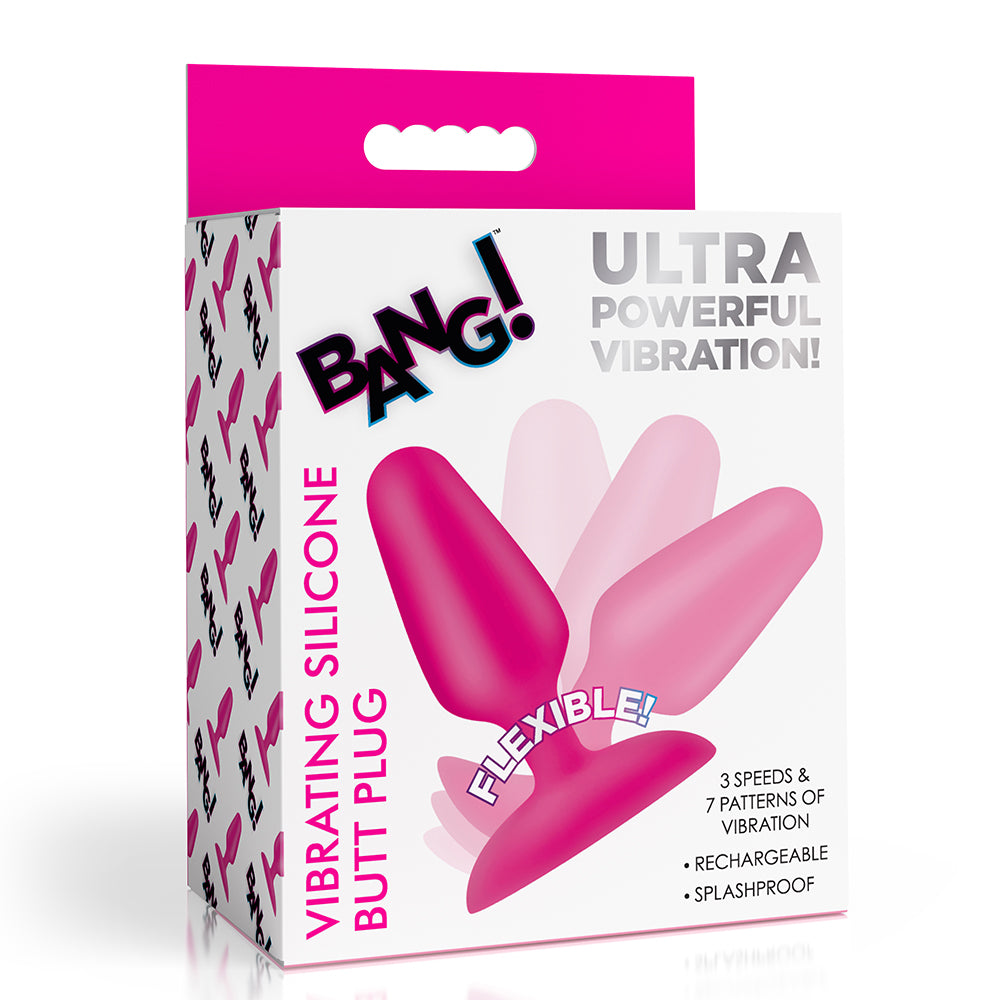 Bang! Flexible Vibrating Silicone Butt Plug Pink