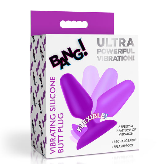 Bang! Flexible Vibrating Silicone Butt Plug Purple