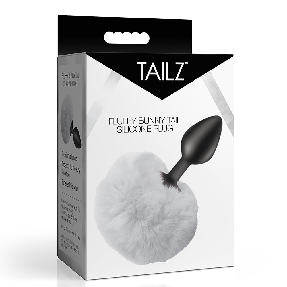 Tailz Fluffy Bunny Tail Silicone Plug White
