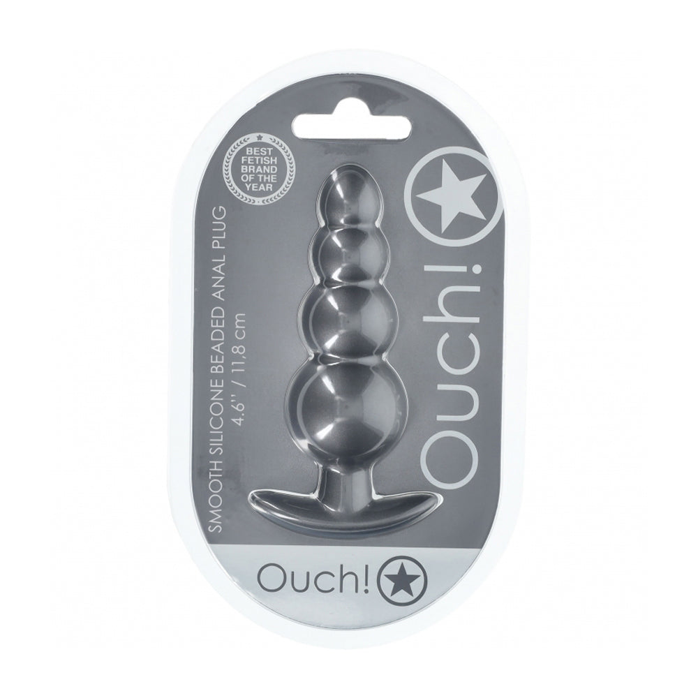 Ouch! Beaded Anal Plug Silicone Gun Metal