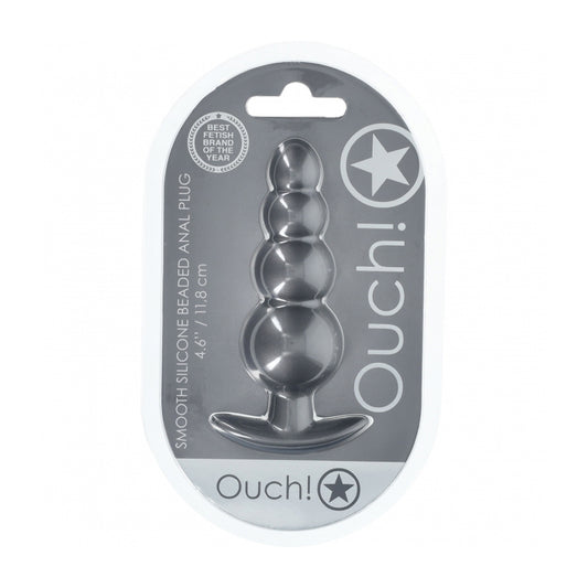 Ouch! Beaded Anal Plug Silicone Gun Metal