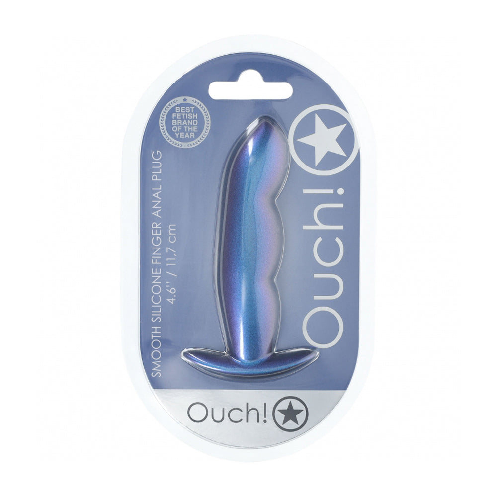 Ouch! Finger Anal Plug Silicone Metallic Blue