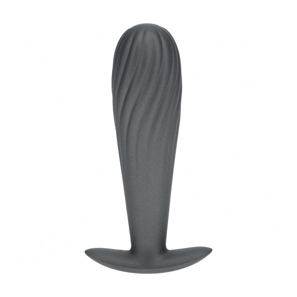 Ouch! Ribbed Anal Plug Silicone Gun Metal