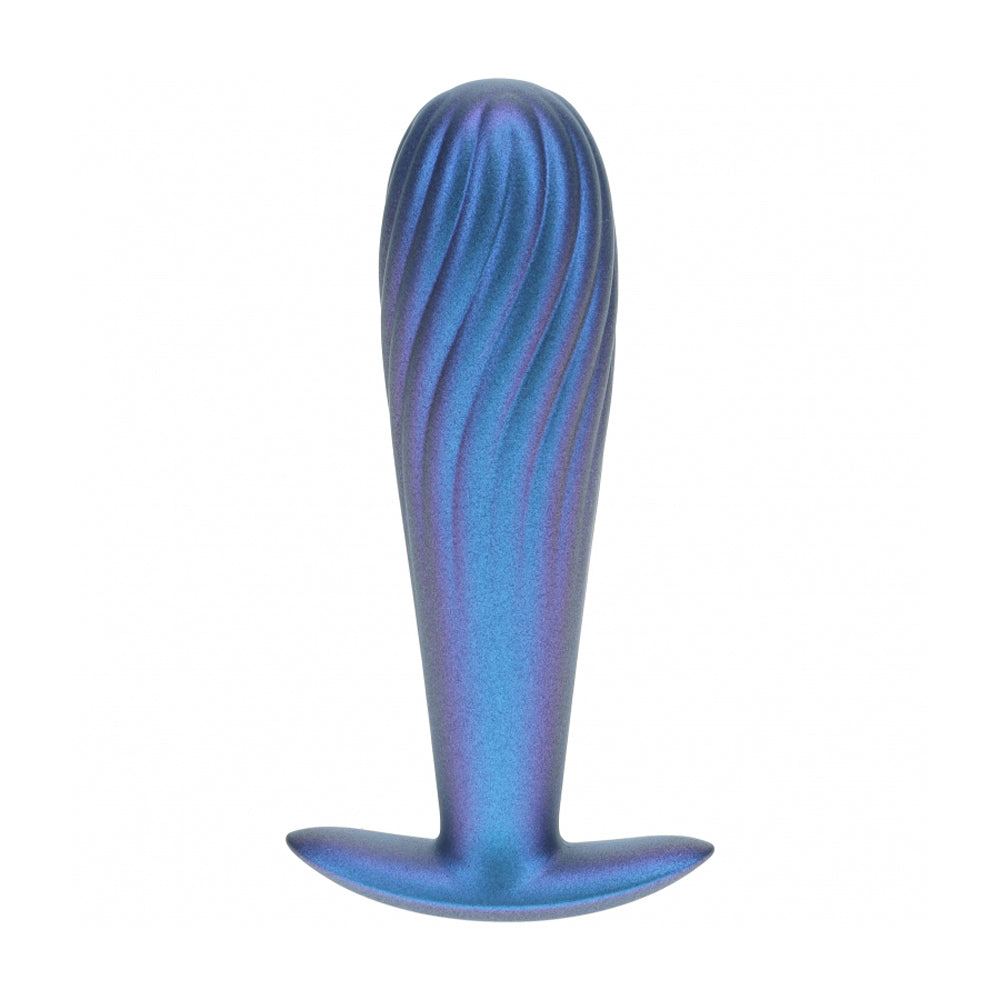 Ouch! Ribbed Anal Plug Silicone Metallic Blue