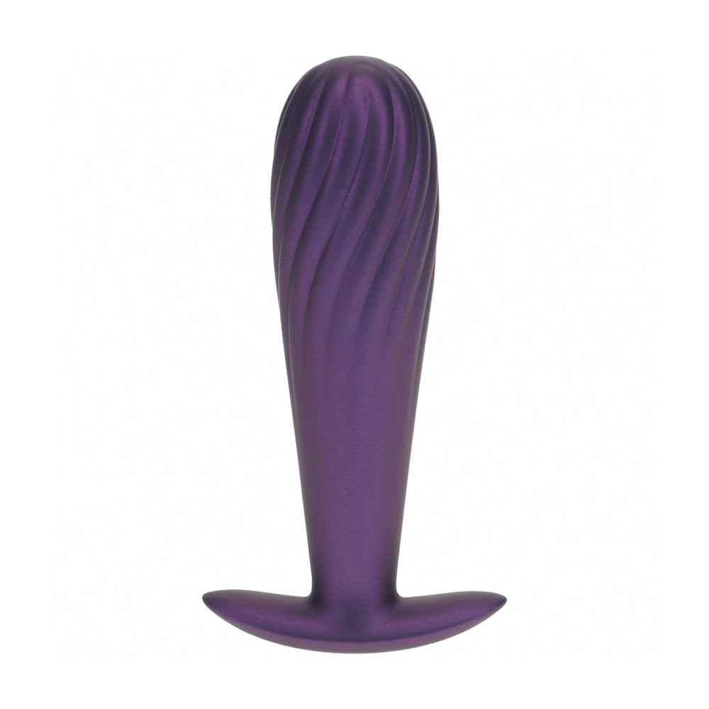 Ouch! Ribbed Anal Plug Silicone Metallic Purple