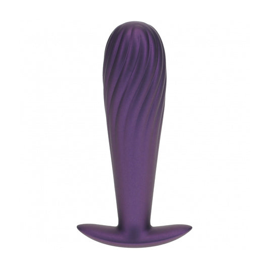 Ouch! Ribbed Anal Plug Silicone Metallic Purple