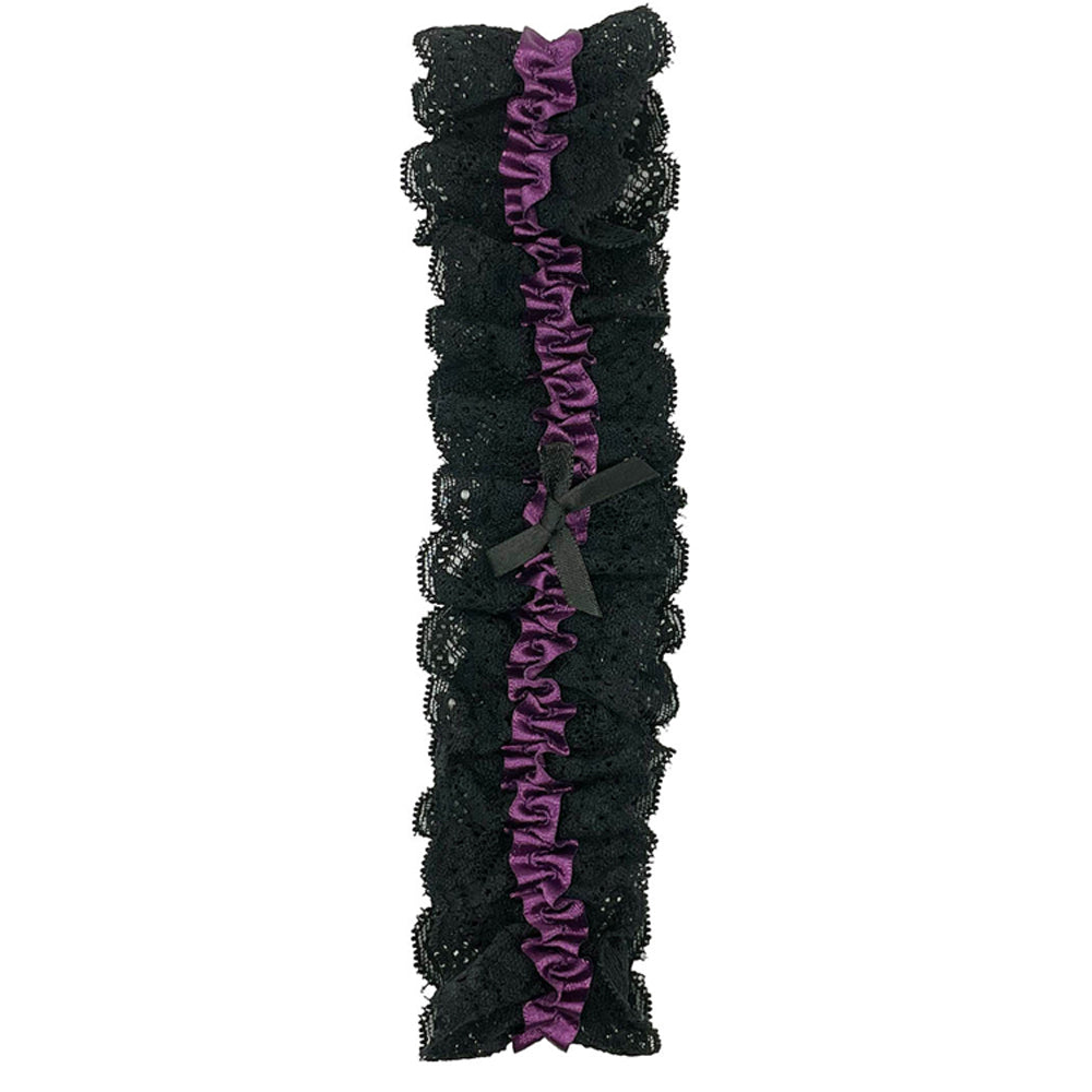 Lace Garter Black/Purple O/S