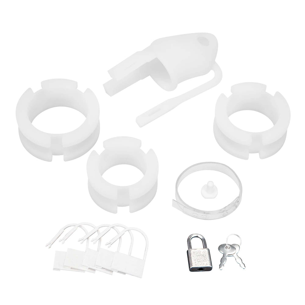 Silicone Small 2&quot; Cock Cage With Ball Divider White