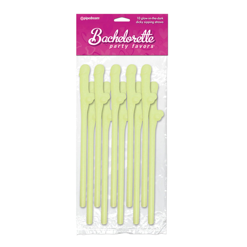 Bachelorette Party Favors Dicky Sipping Straws Glow In the Dark 10pc.