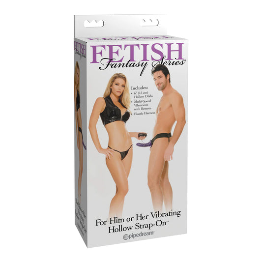 Fetish Fantasy Series For Him or Her Vibrating Hollow Strap-On Purple