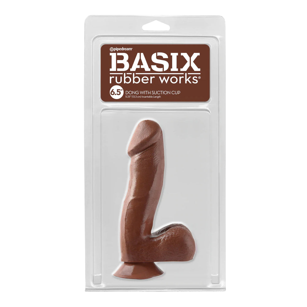 Basix Rubber Works 6.5&quot; Dong with Suction Cup Brown