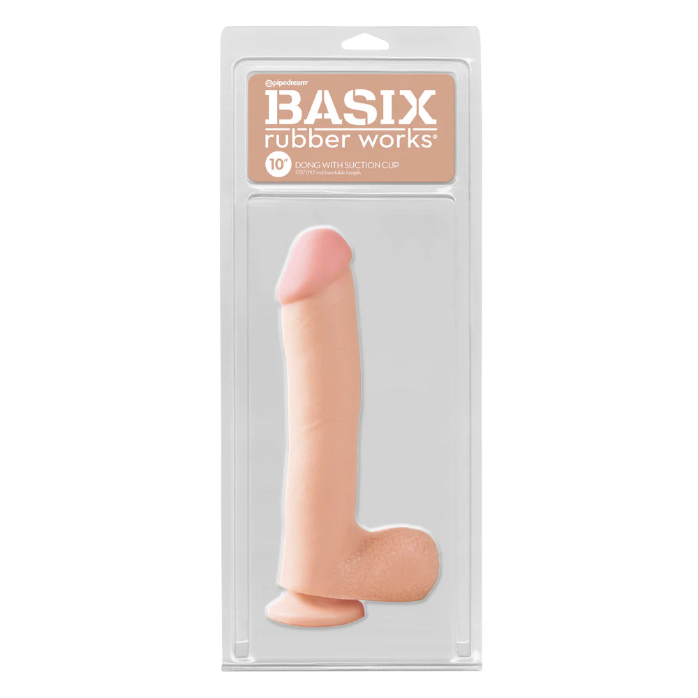 Basix Rubber Works 10&quot; Dong with Suction Cup Flesh